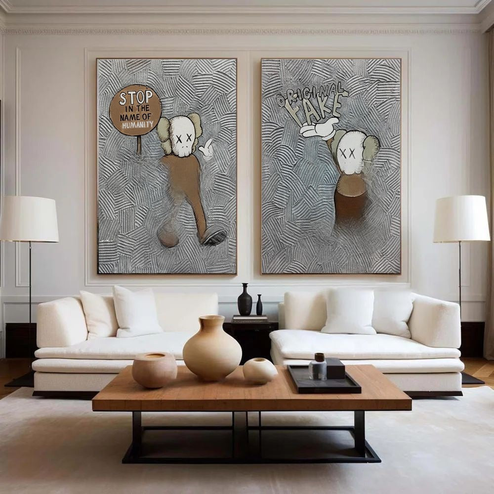 Kaws Companion 2-Piece Pop Art Painting Set - Neutralighting