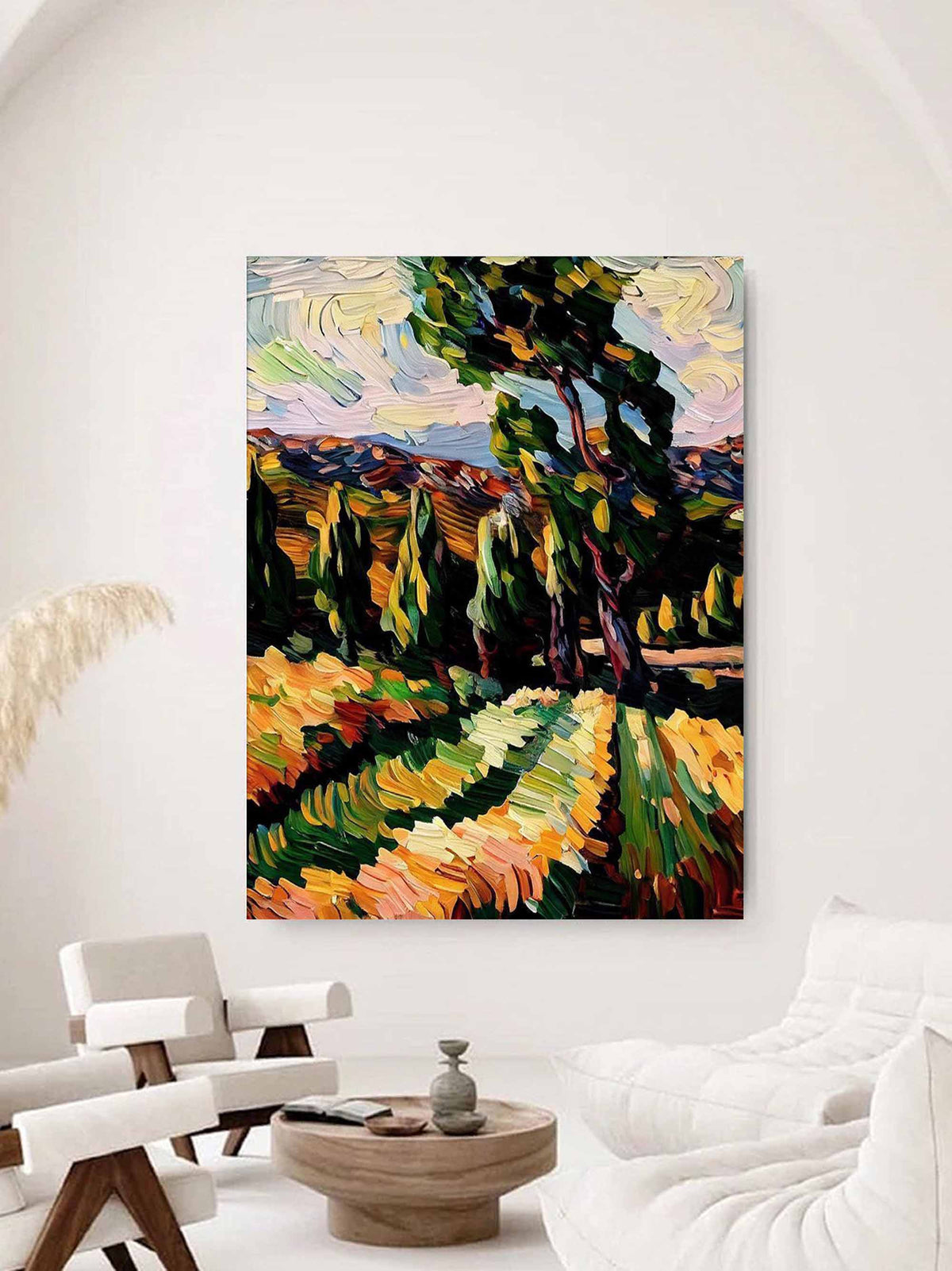 Impasto Painting Vibrant Countryside Scenery Painting