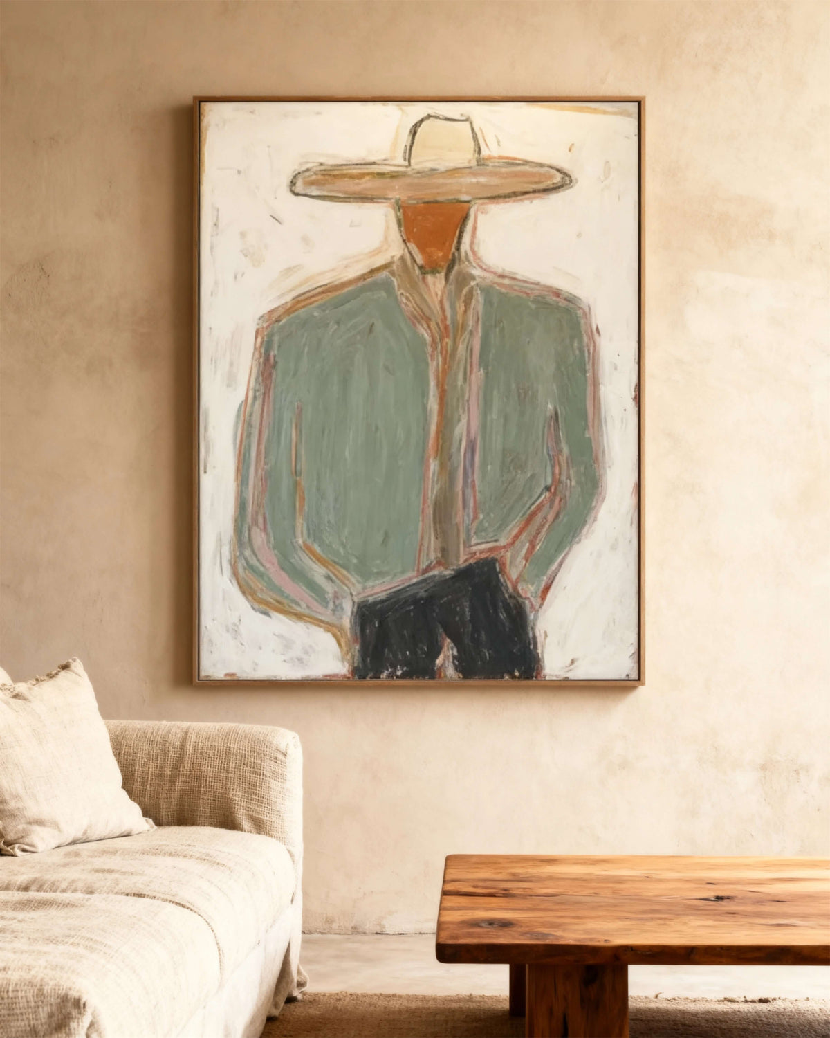 Minimal Cowboy Figure Oil Painting