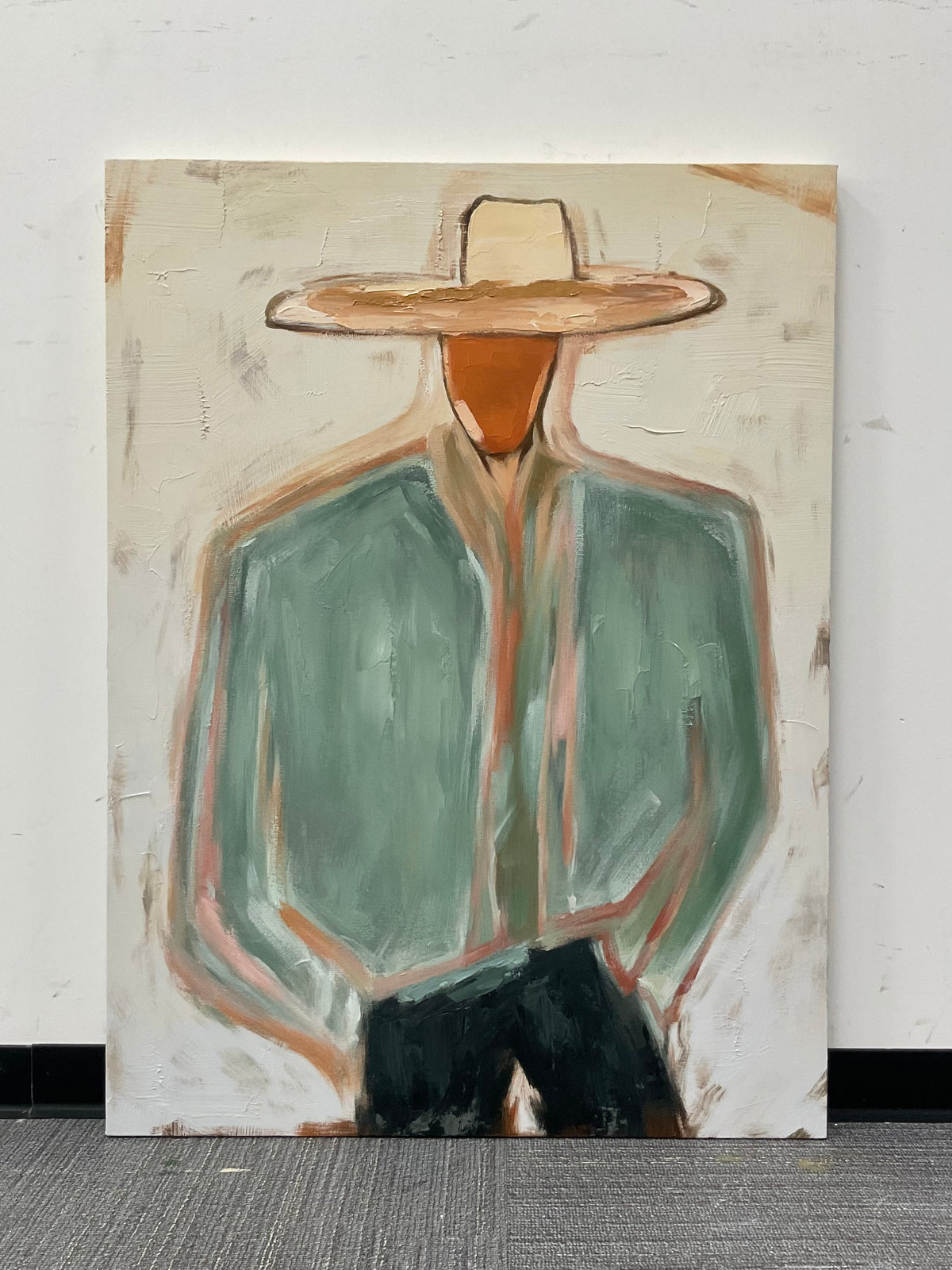 Minimal Cowboy Figure Oil Painting