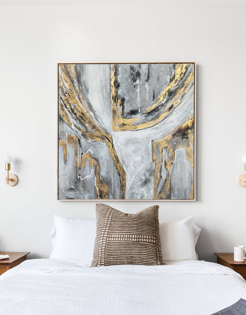 Gray Gold Abstract Oil Painting