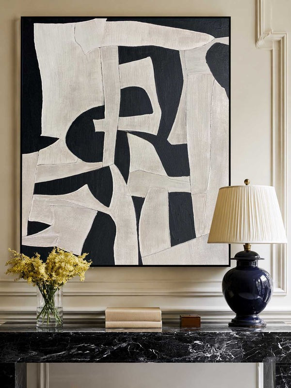 Textured Geometric Monochrome Abstract Painting