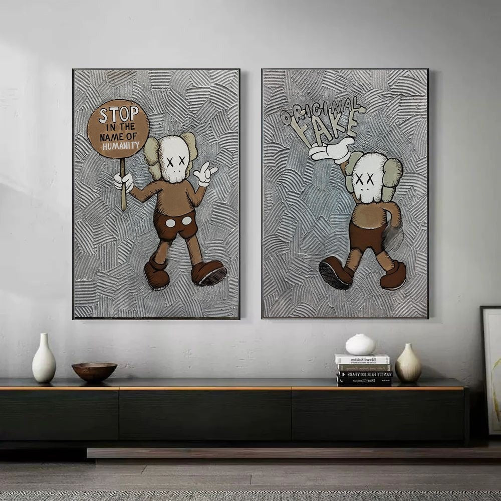 Kaws Companion 2-Piece Pop Art Painting Set - Neutralighting