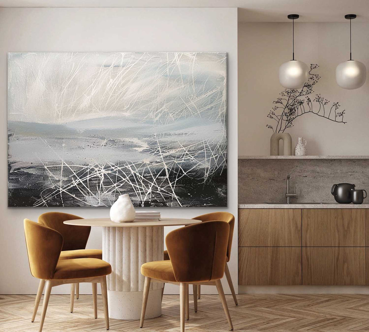 Wall Art Misty Abstract Landscape Delicate White
