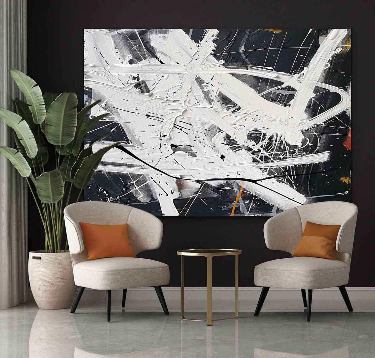 Wall Art Abstract Dynamic Splatter Brushstrokes Inspired