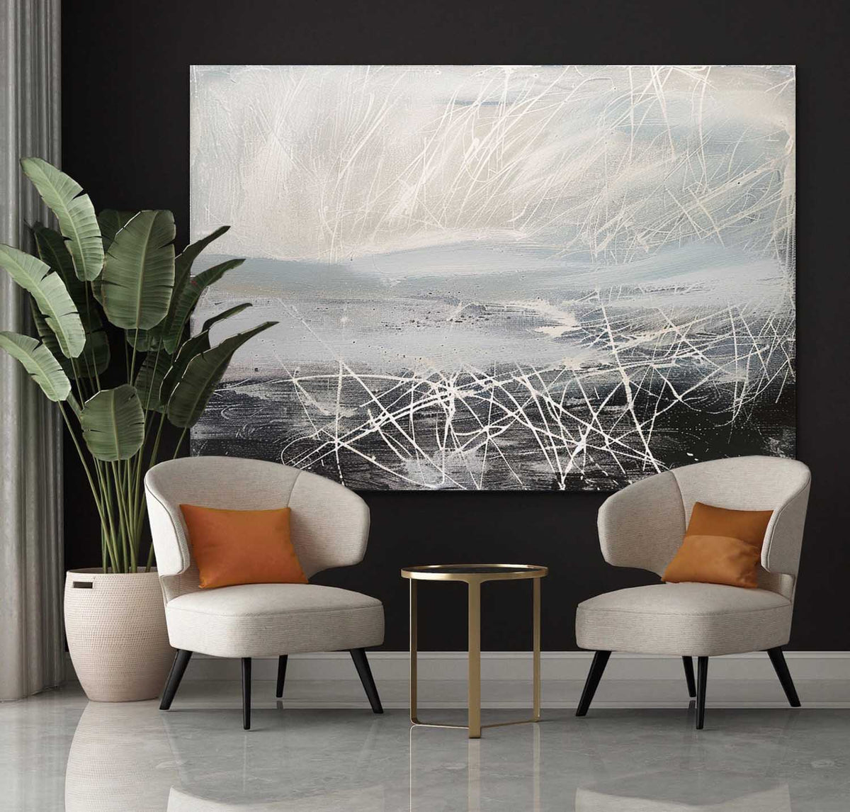 Wall Art Misty Abstract Landscape Delicate White