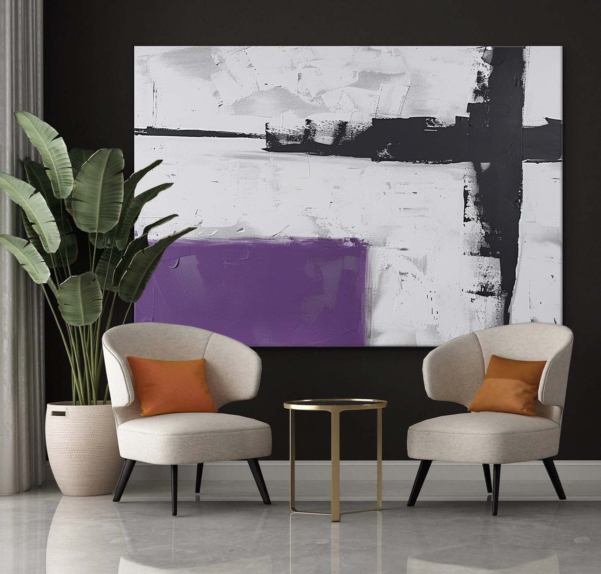 Textured Abstract Geometric Oil Painting
