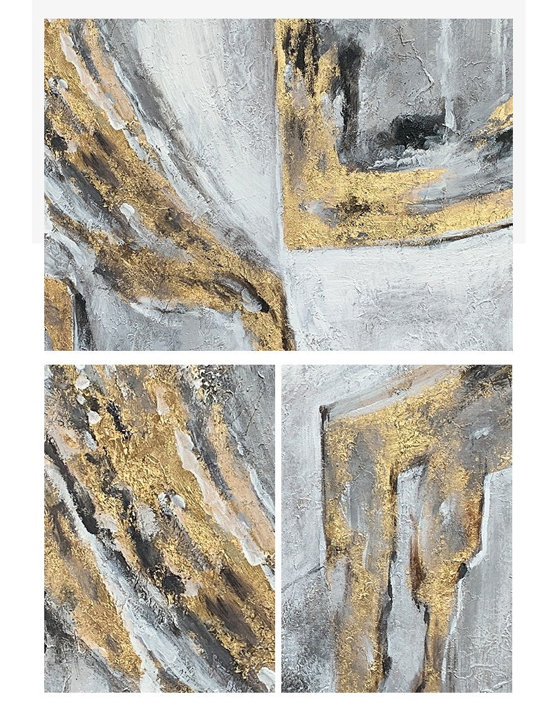 Gray Gold Abstract Oil Painting