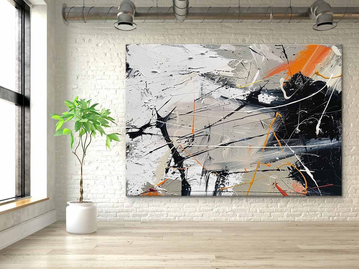 Wall Art Abstract Expressionist Bold Strokes Orange
