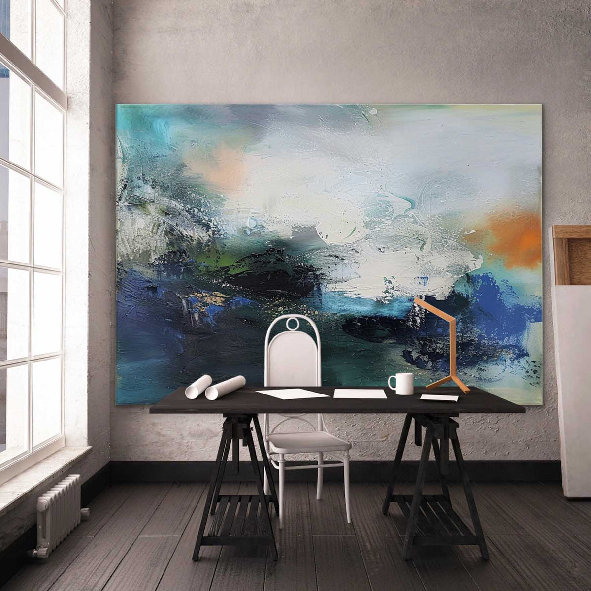 Wall Art Misty Abstract Landscape Layered Fluid