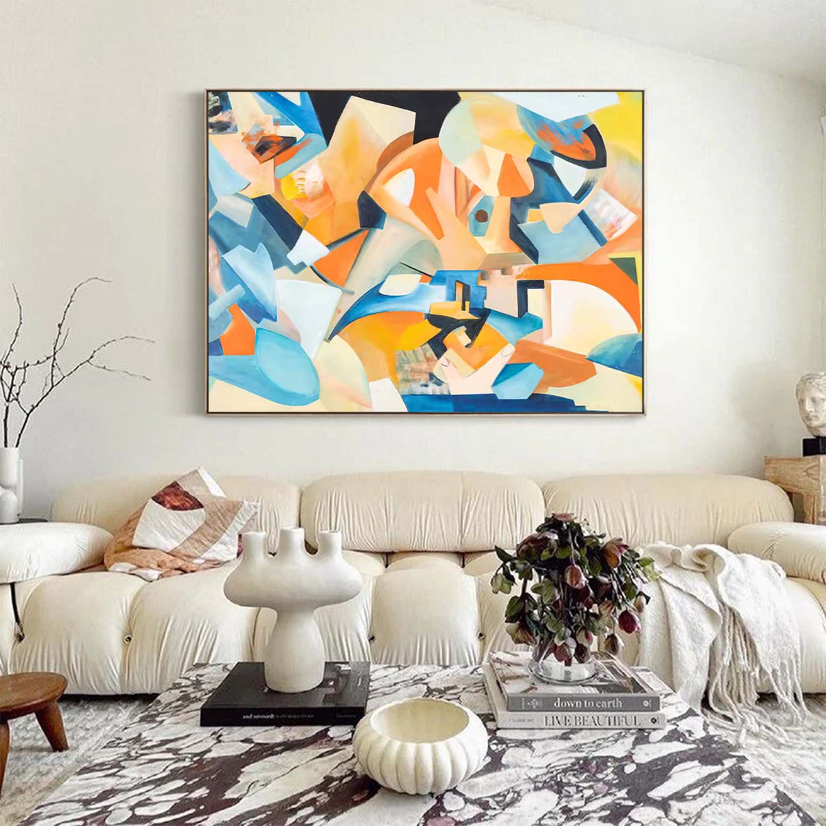 Cubist-Inspired Painting Blue Orange