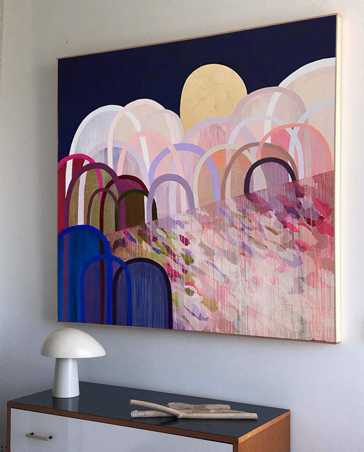 Abstract Landscape Oil Painting Arches Moon