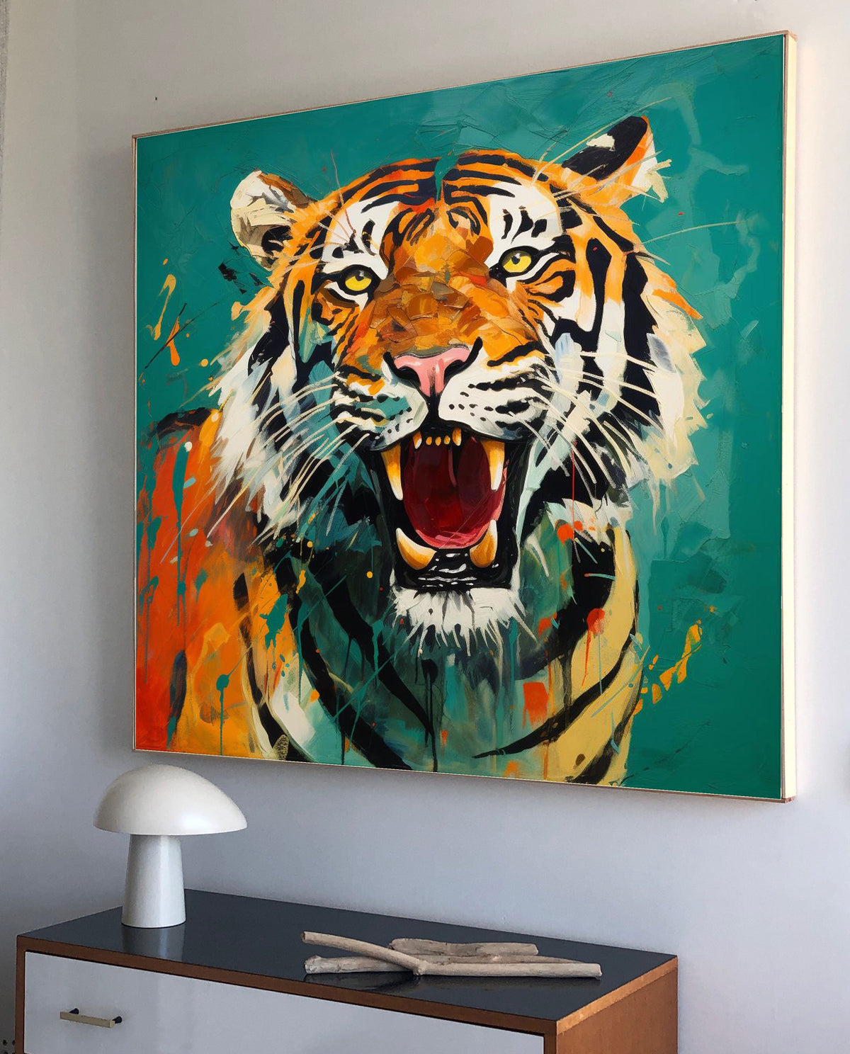 Dynamic Splash‑Ink Tiger Wall Art