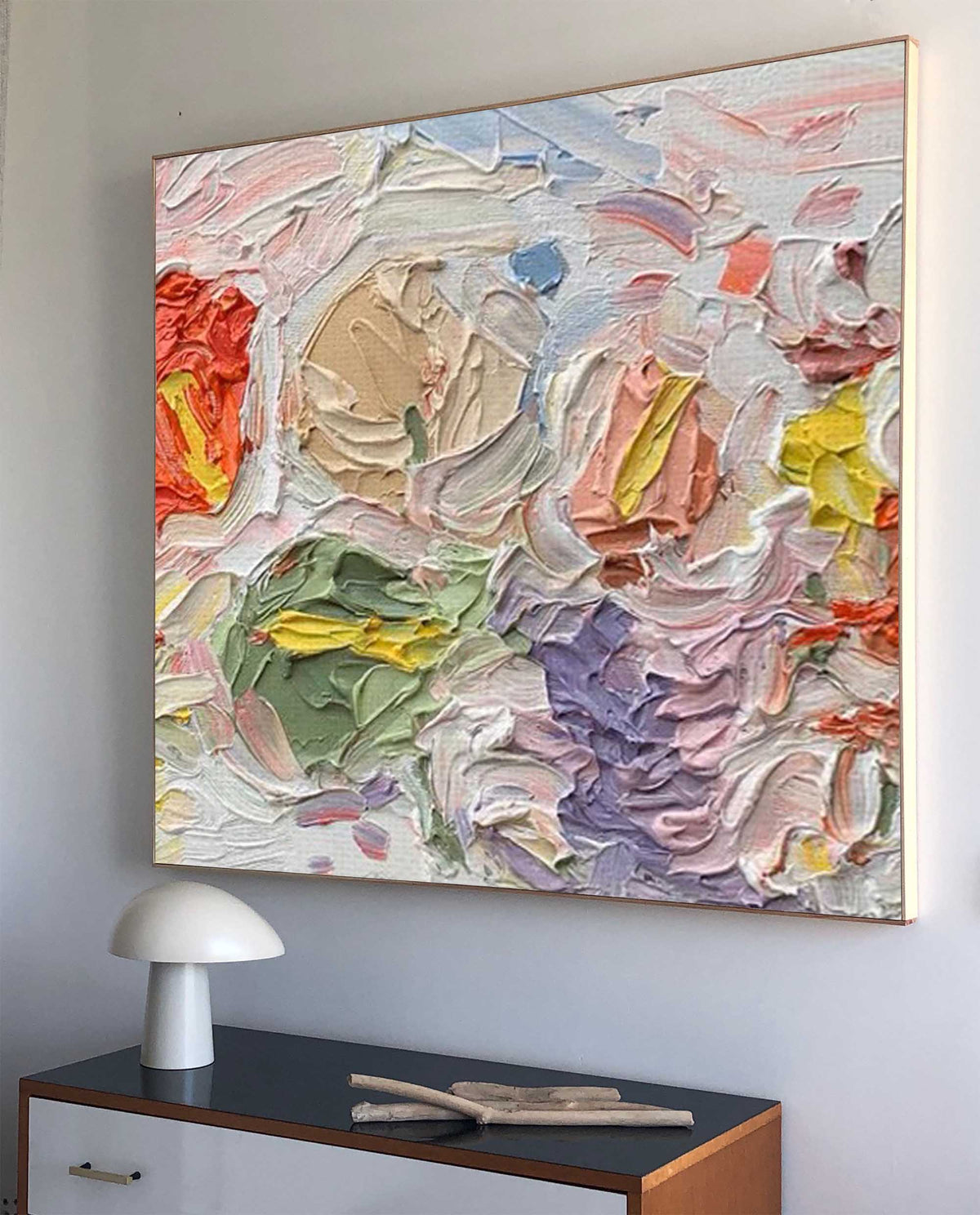 Colorful Floral Impasto Abstract Canvas Wall