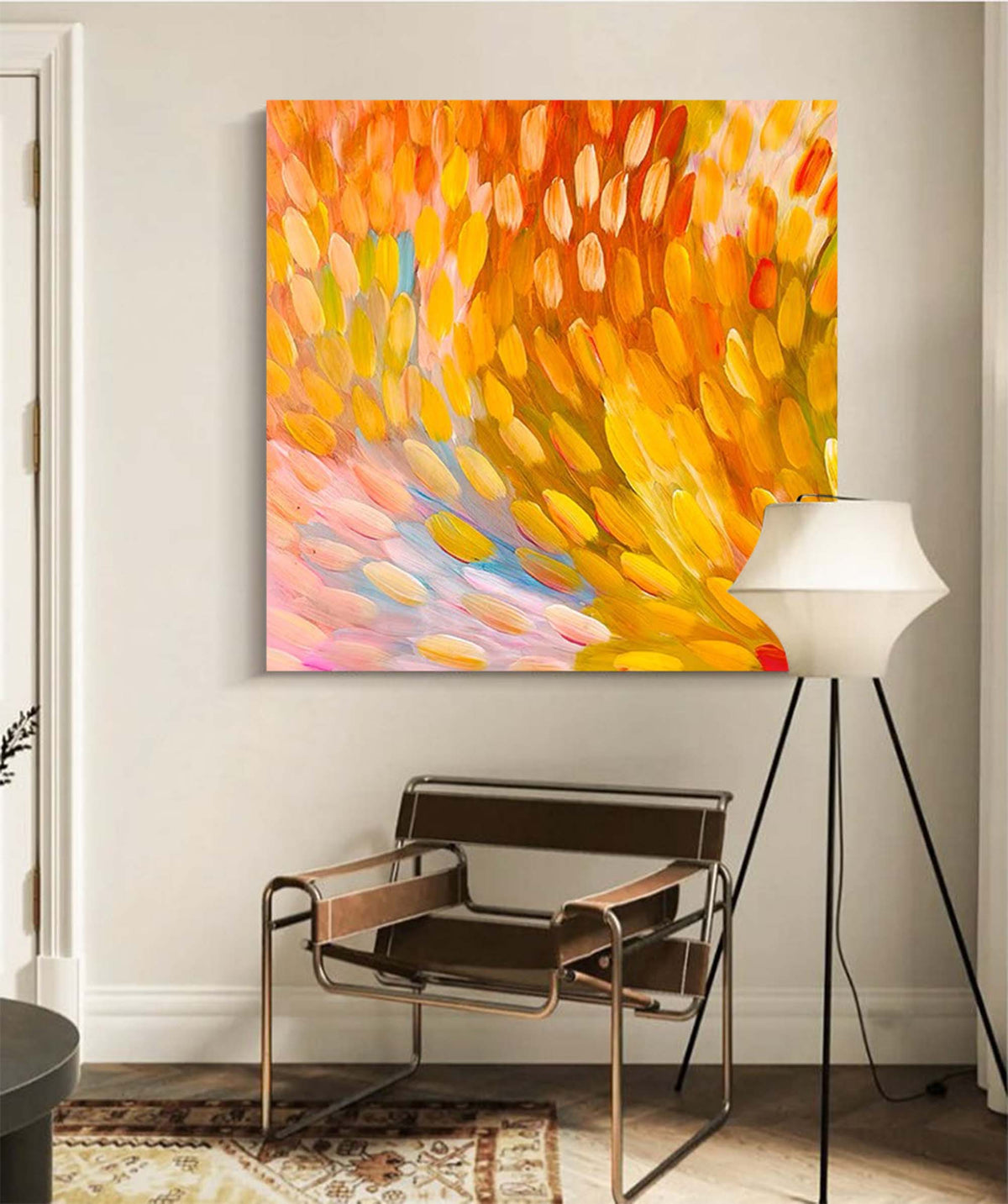 Orange Petal‑Brush Canvas Wall Art