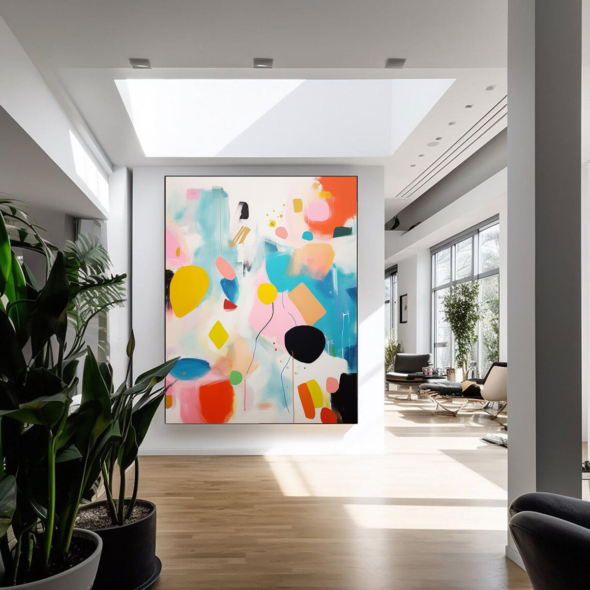 Playful Painting Colorful Shapes Modern Wall Art