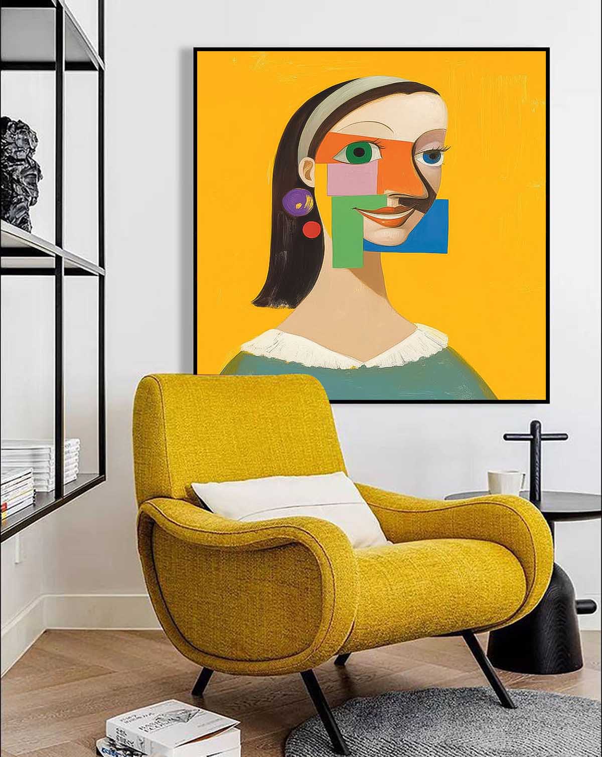 Fragmented Portrait Statement Earrings Oil Painting