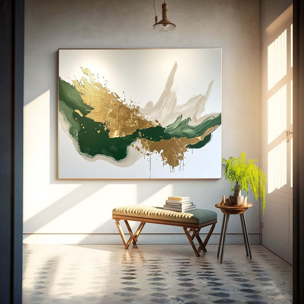 Emerald Gold Painting Luxurious Modern Wall Art