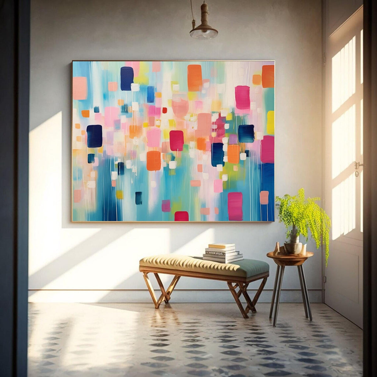 Contemporary Painting Vibrant Color Blocks Wall Art