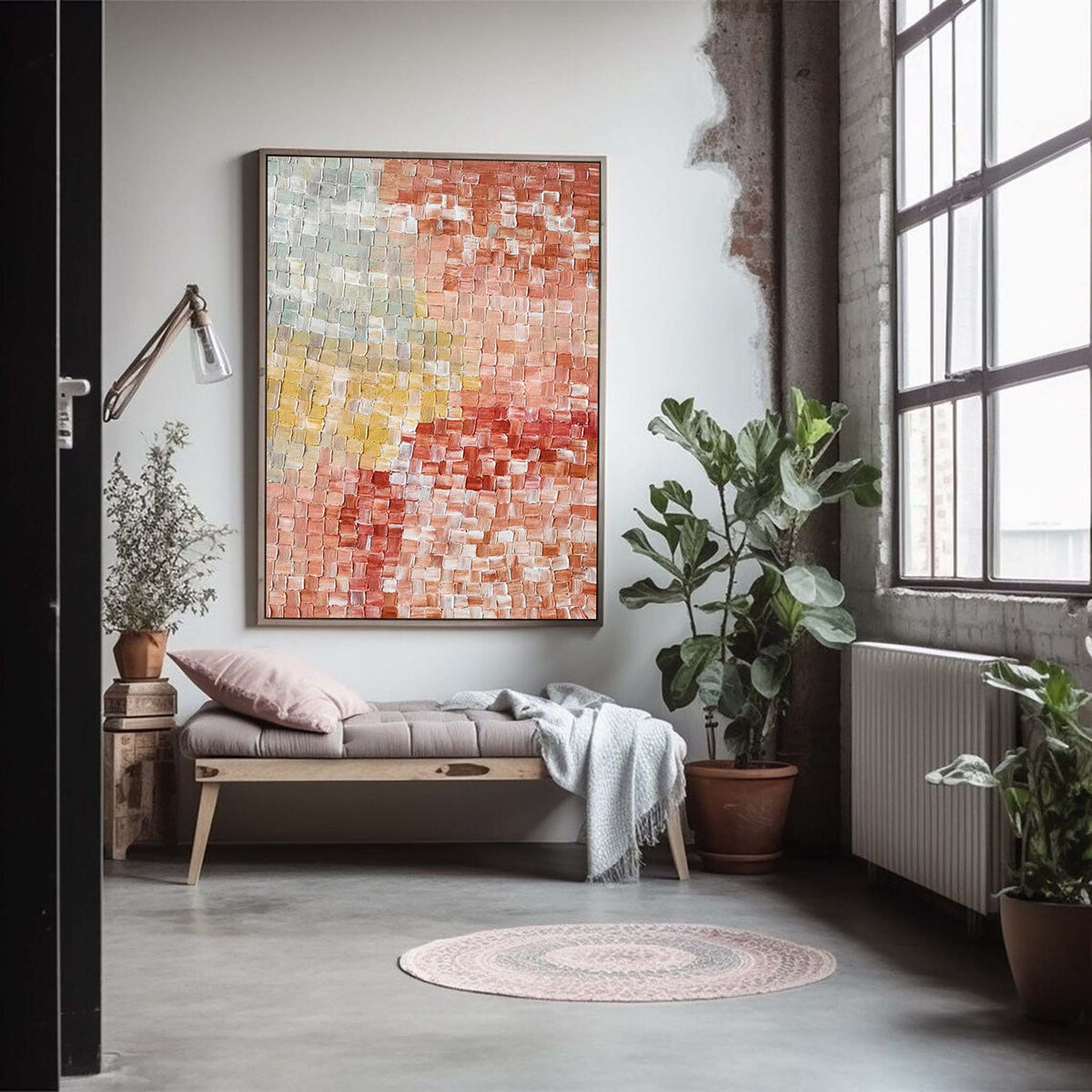 Textured Pixel Color Block Oil Painting Gradient Pink