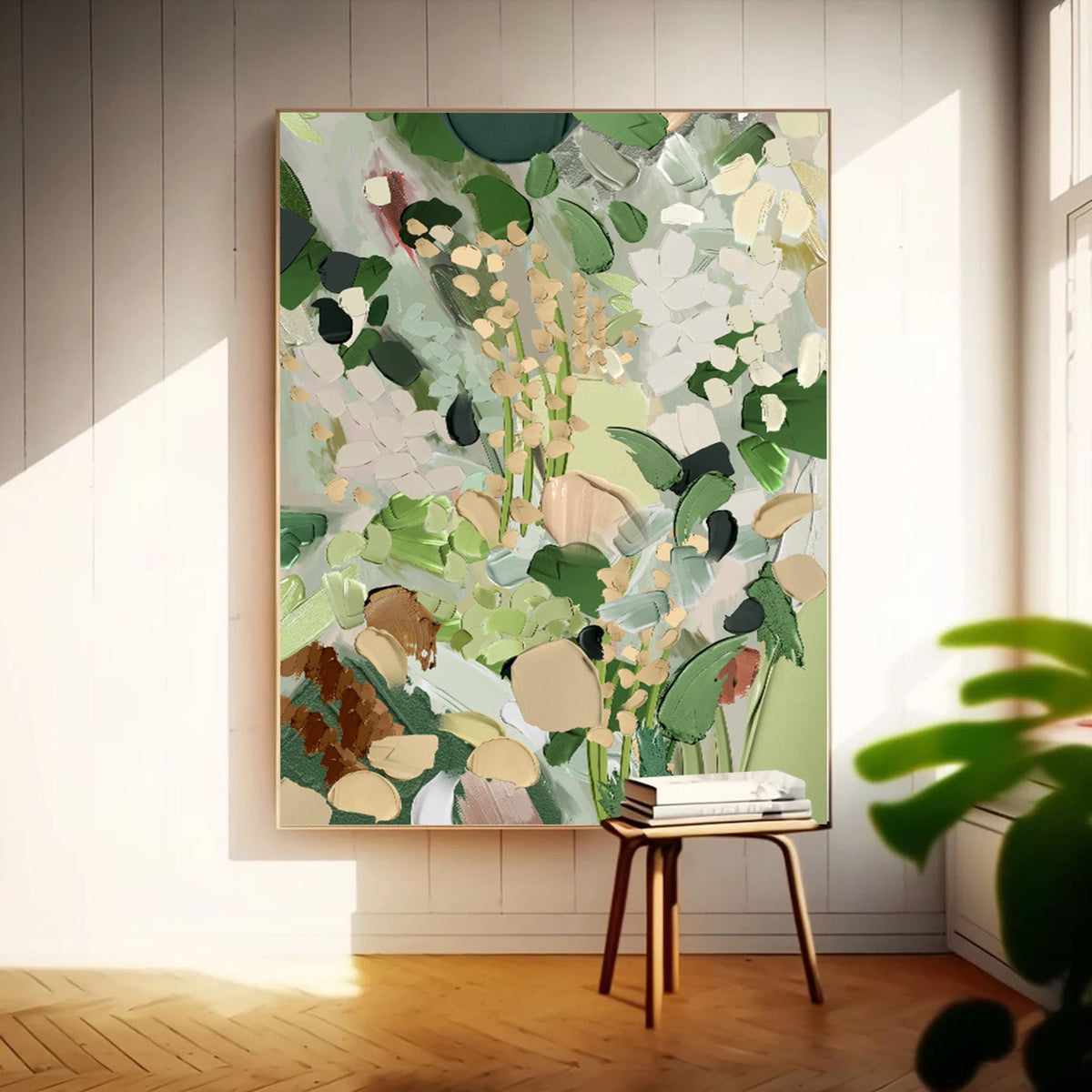 Verdant Garden Abstract Floral Oil Painting