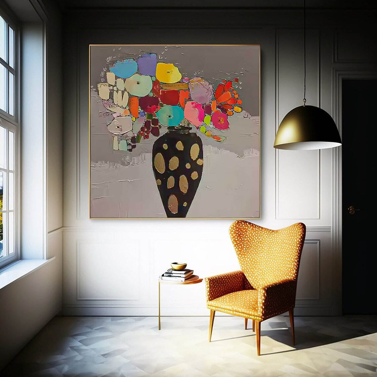 Wall Art Bold Colorful Vase Still Life Floral Arrangement