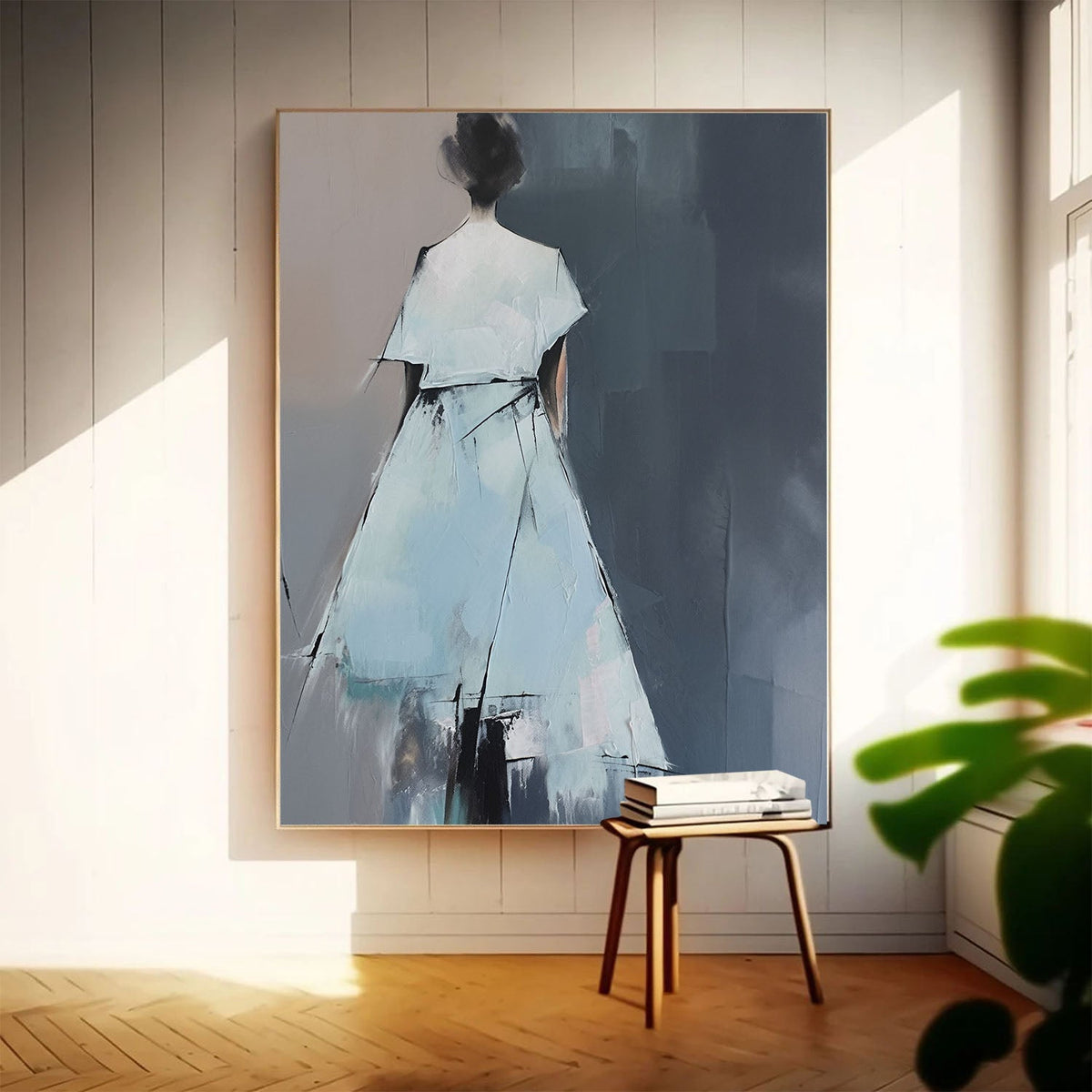 Cool Neutral Palette Lady Figurative Canvas Art