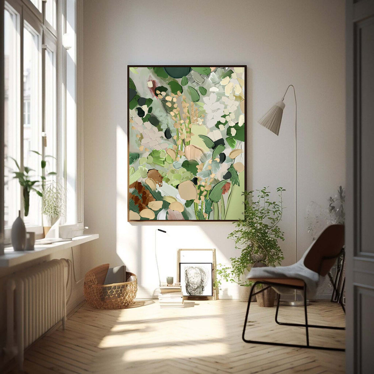 Verdant Garden Abstract Floral Oil Painting
