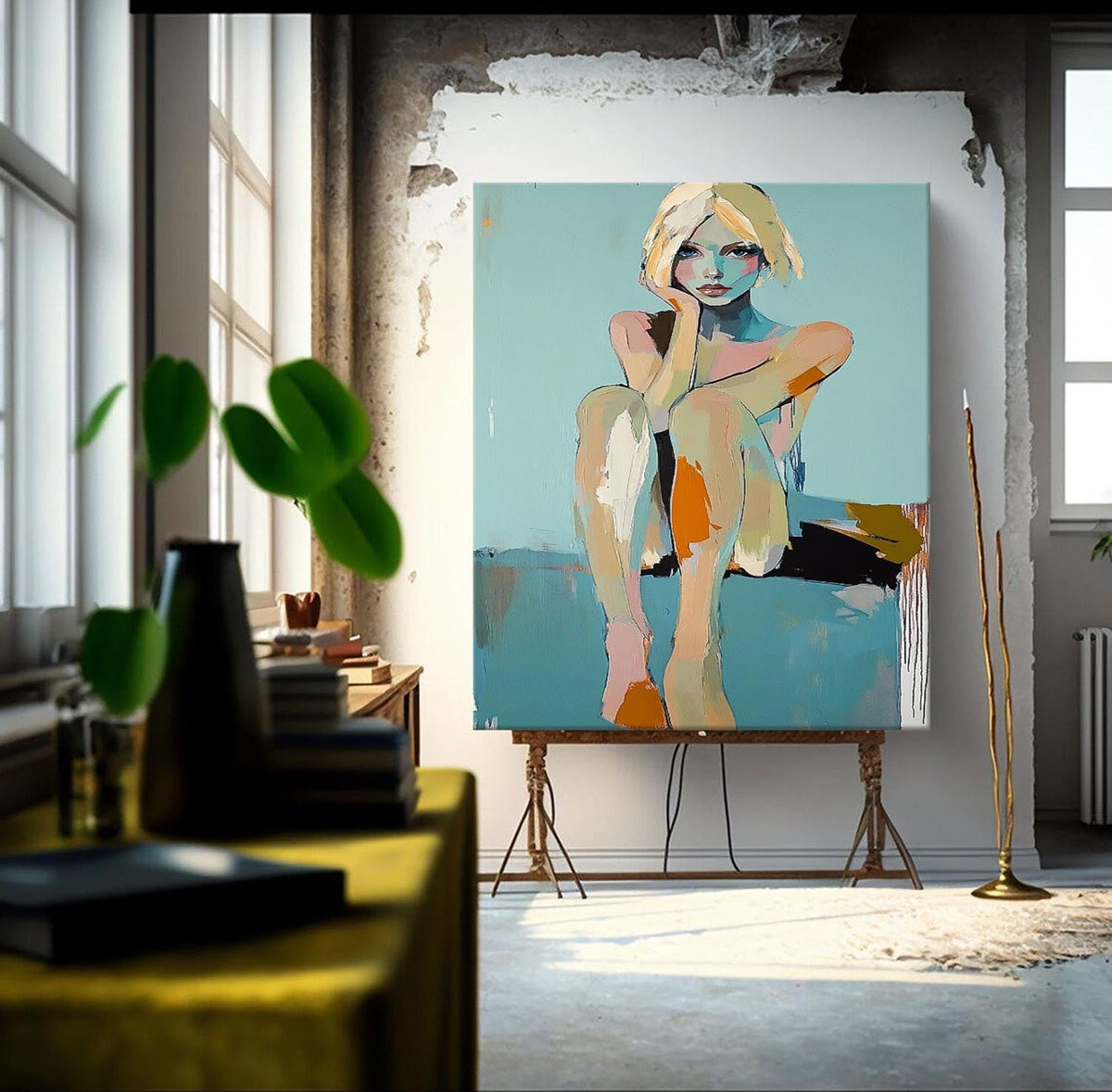 Contemplative Figure Oil Painting