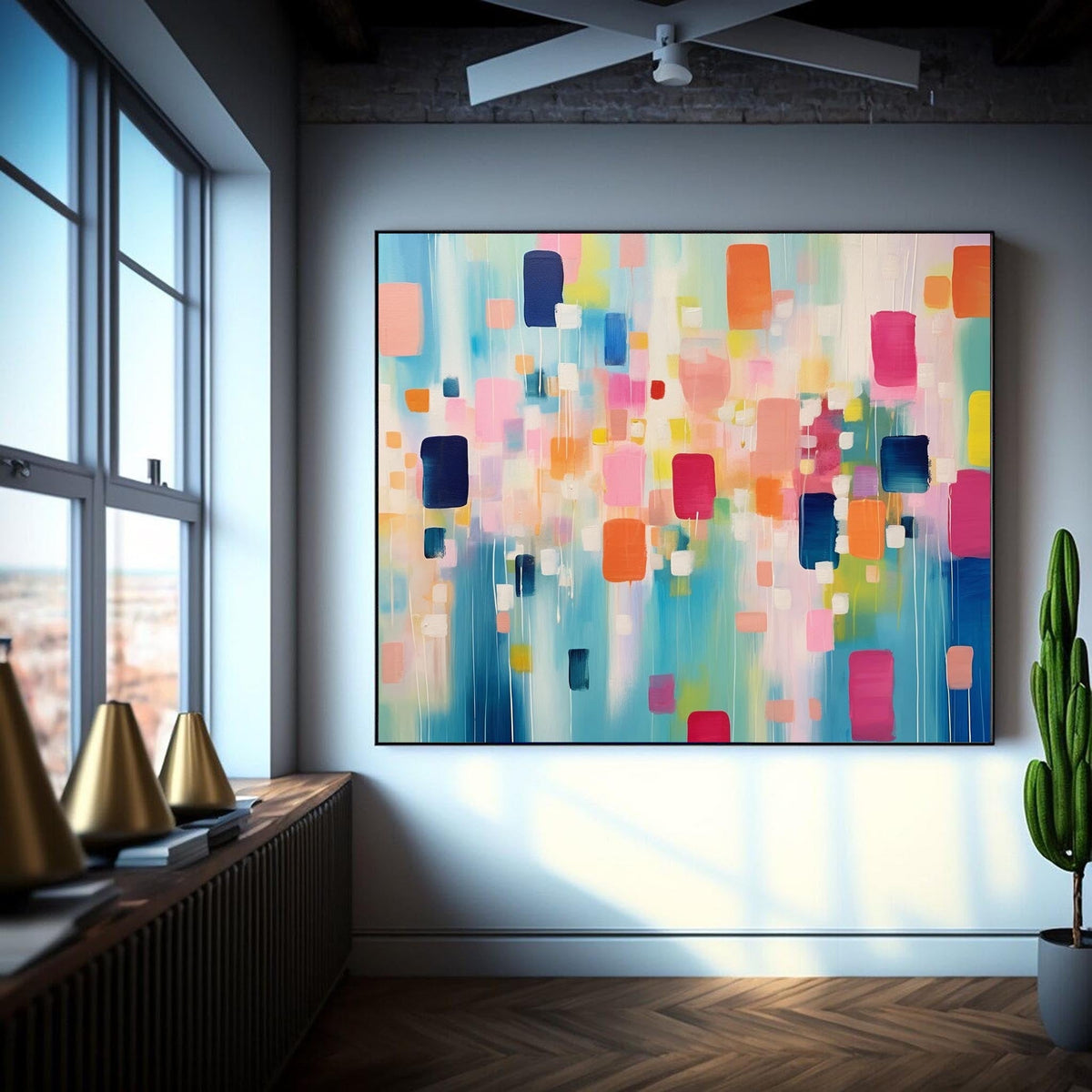 Contemporary Painting Vibrant Color Blocks Wall Art