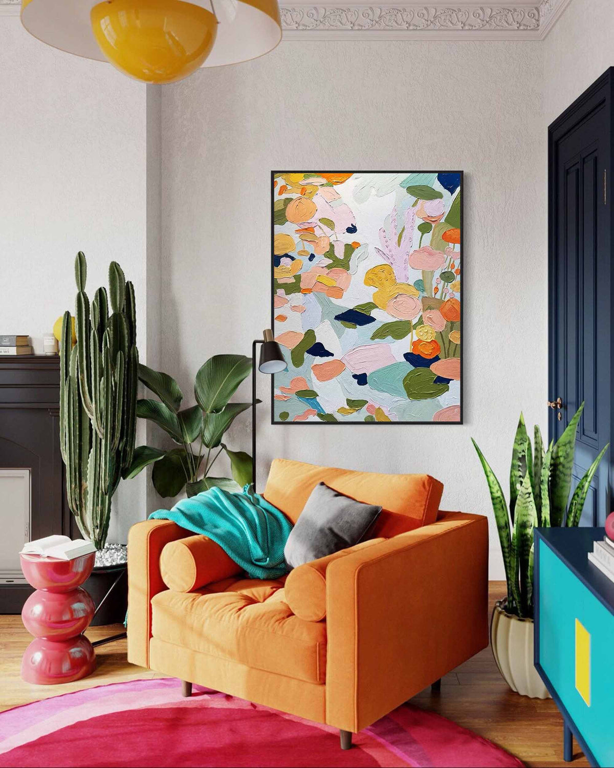 Textured Floral Impasto Painting Vibrant Pastels