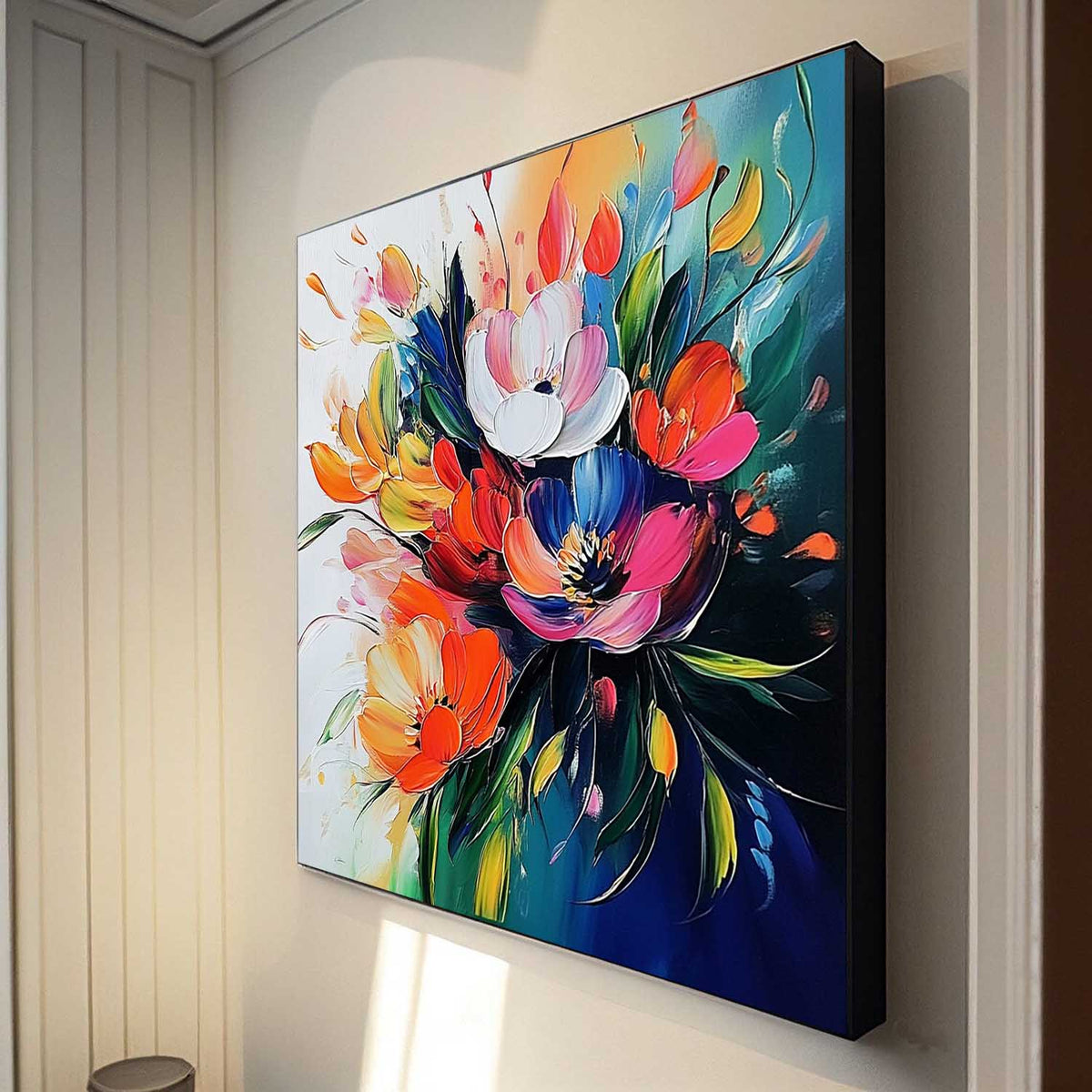 Vibrant Abstract Floral Bouquet Oil Painting