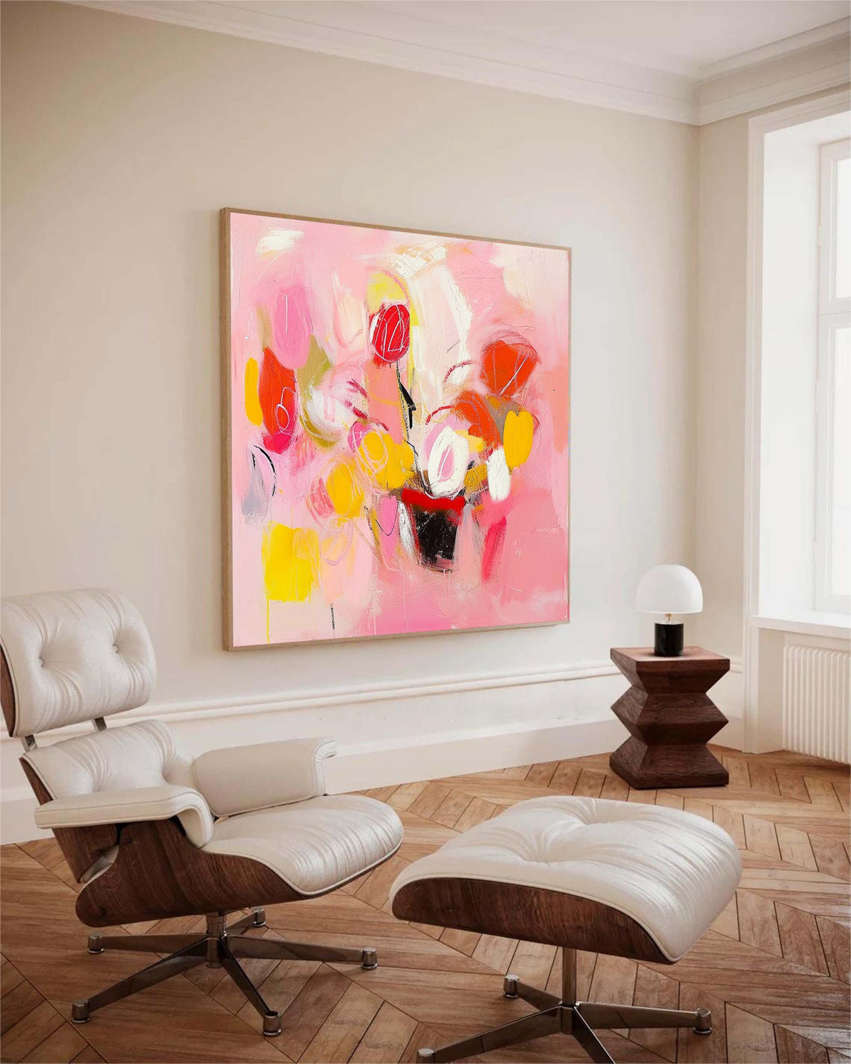 Wall Art Vibrant Abstract Pink Energetic