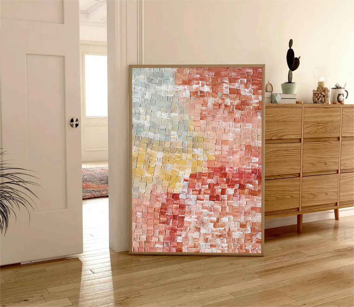 Textured Pixel Color Block Oil Painting Gradient Pink