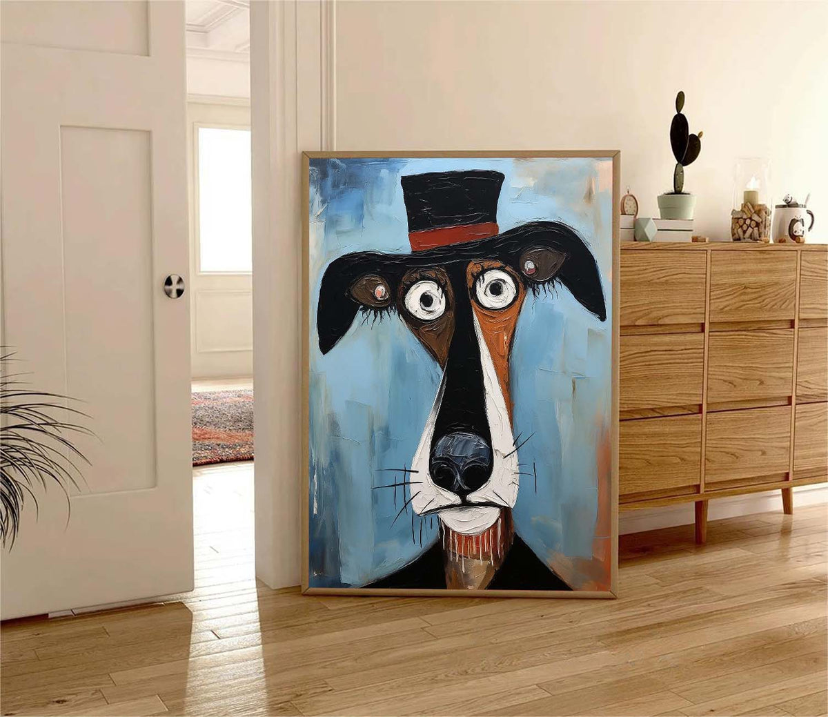 Surrealist Dog Painting Dapper Hound Modern Wall Art