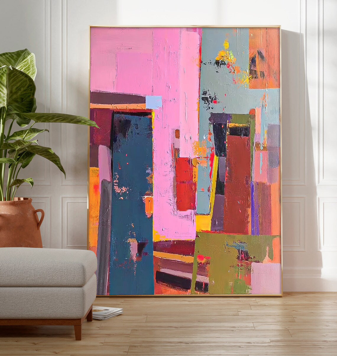 Wall Art Abstract Geometric Maximalist Block