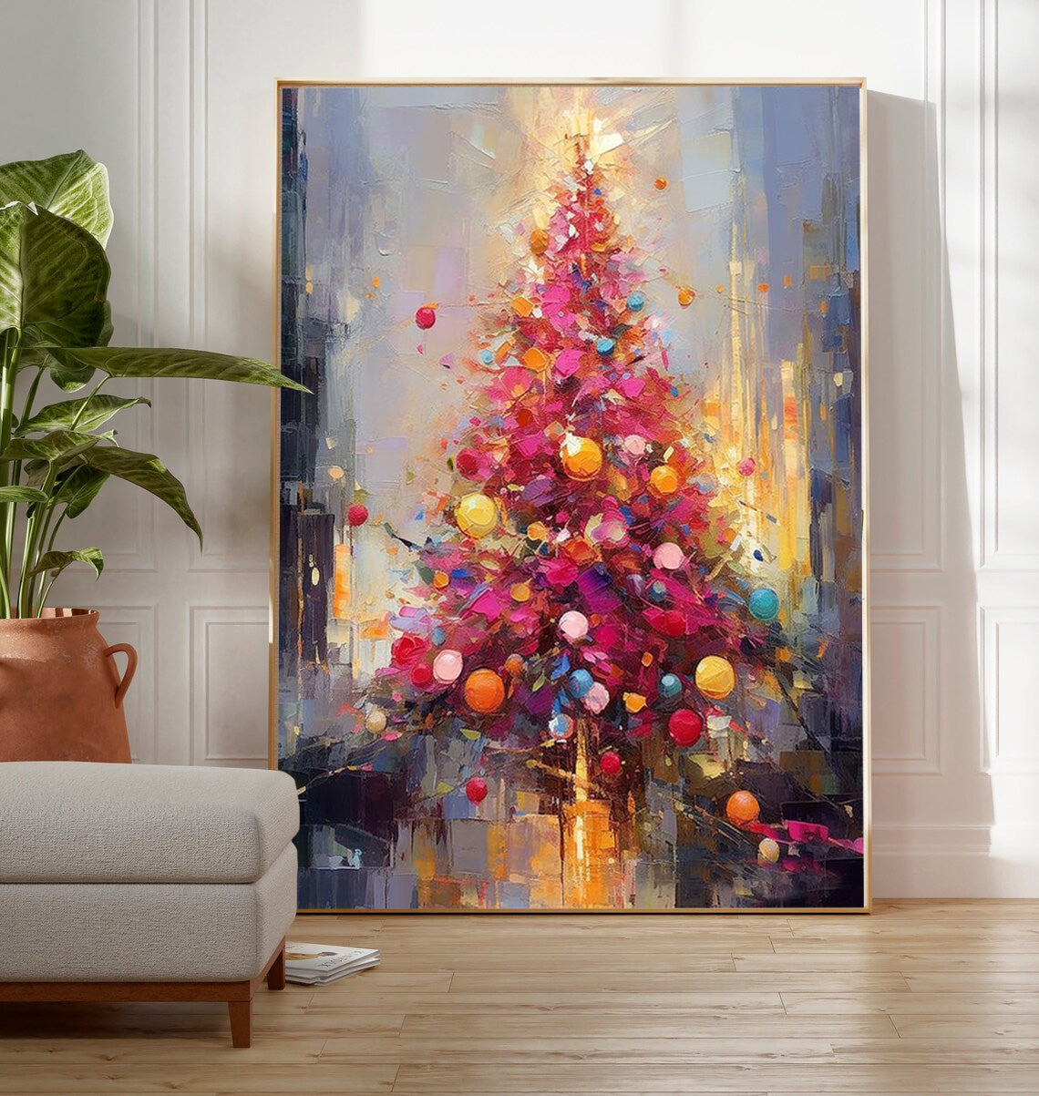 Vibrant Impressionist Christmas Tree Painting