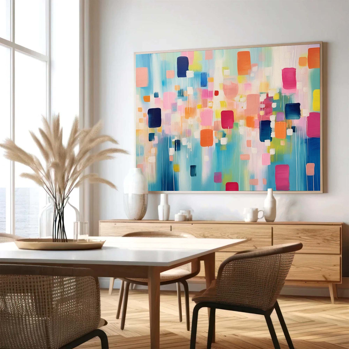 Contemporary Painting Vibrant Color Blocks Wall Art