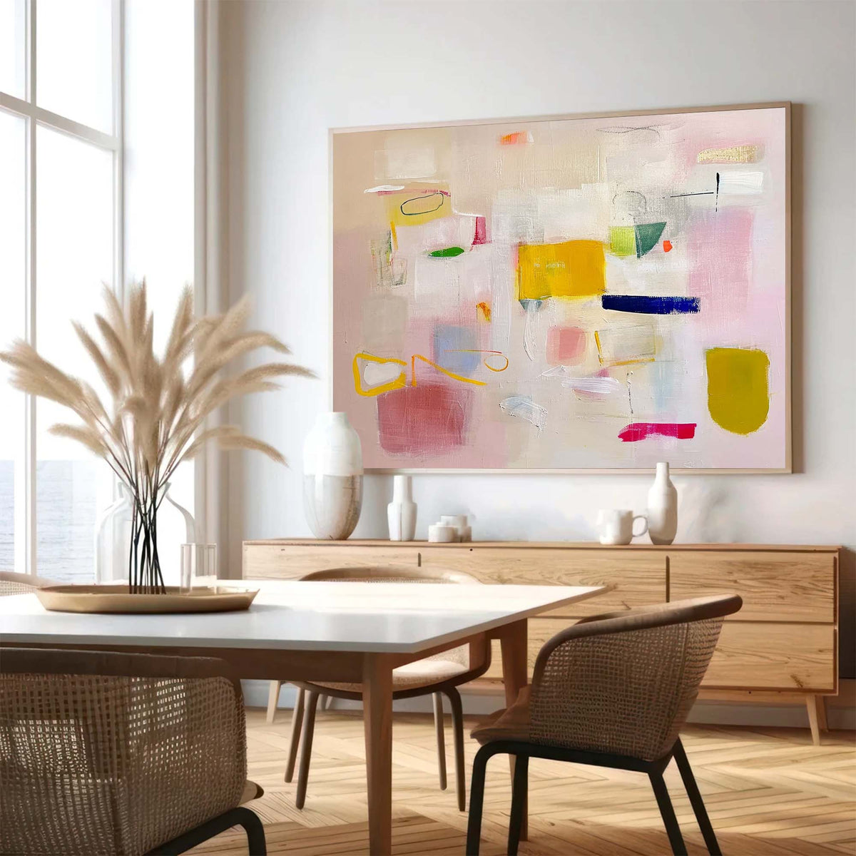 Wall Art Abstract Soft Cream Macaron Color Block