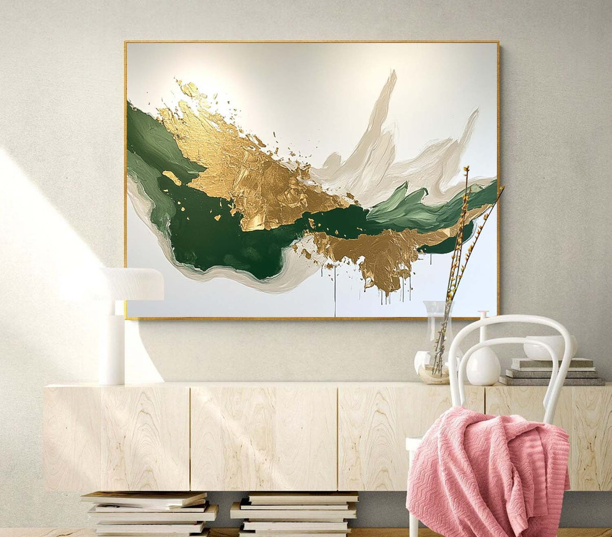 Emerald Gold Painting Luxurious Modern Wall Art