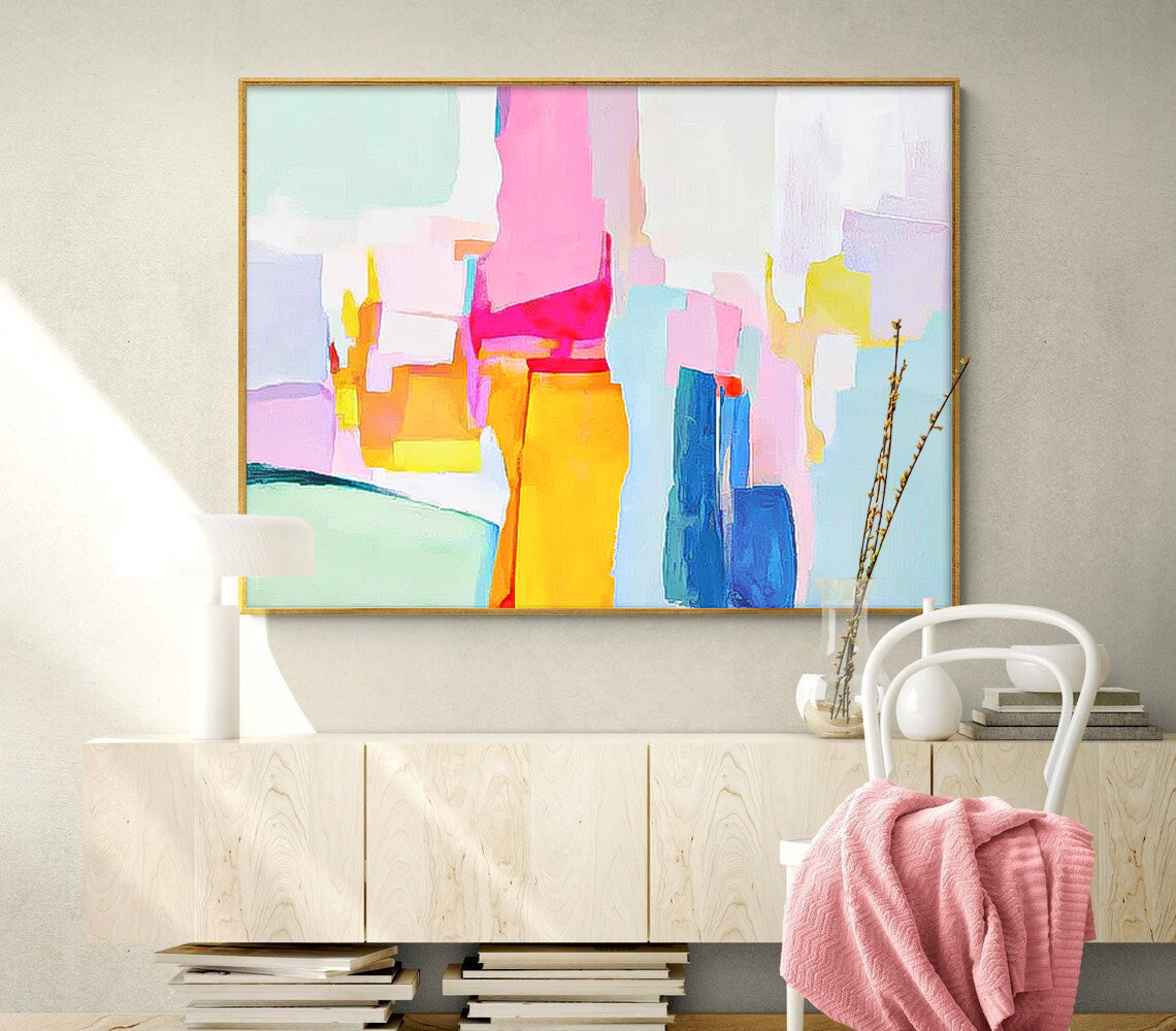 Vibrant Pastel Color Block Oil Painting