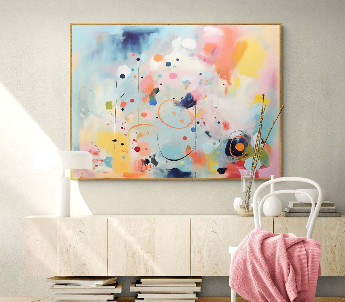 Vibrant Pastel Abstract Canvas Oil Painting