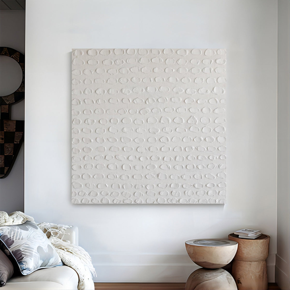 Plaster Textured Oval Pattern Abstract Wall Art