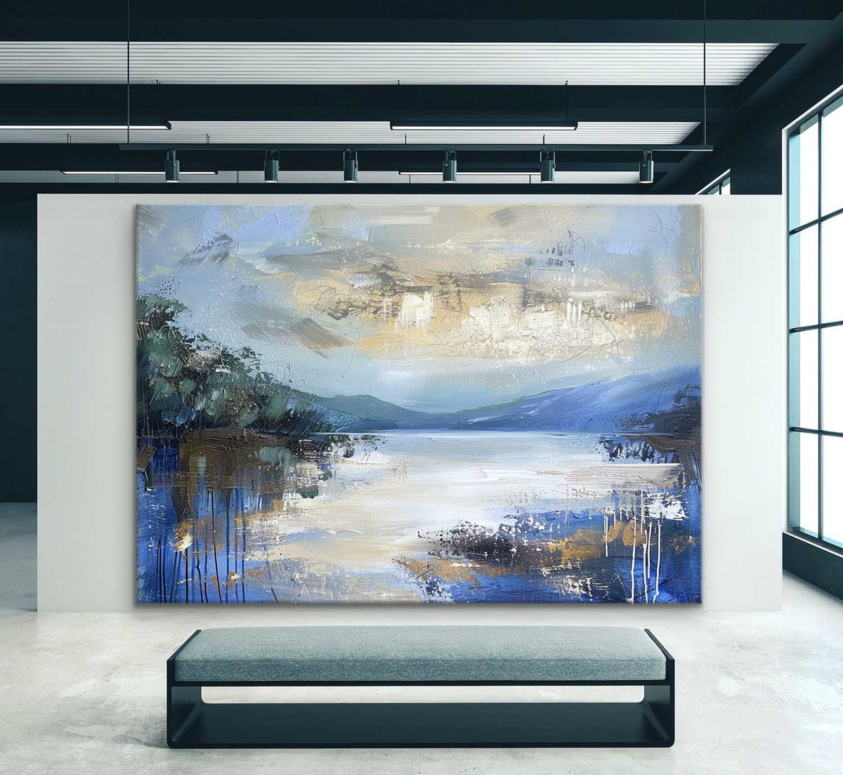Blue Gold Abstract Painting