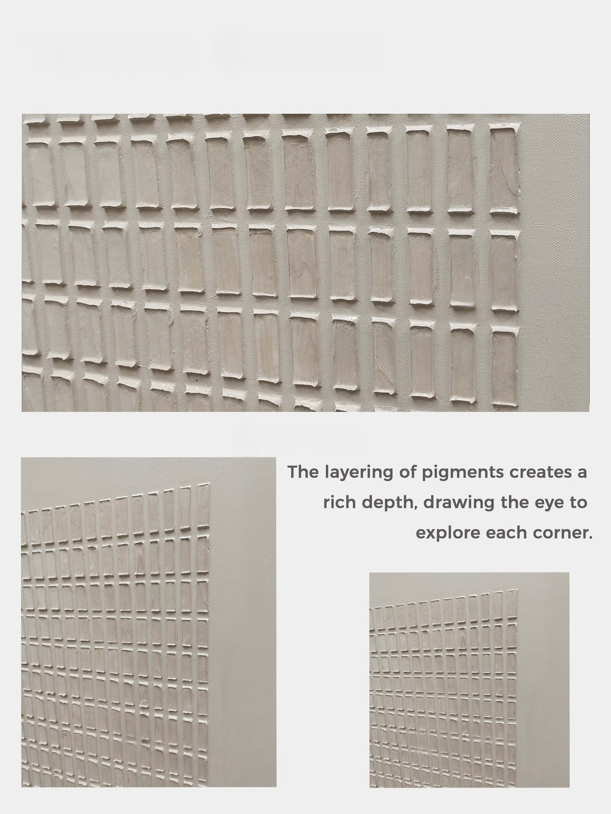 Neutral Grid Pattern Textured Contemporary Wall Art