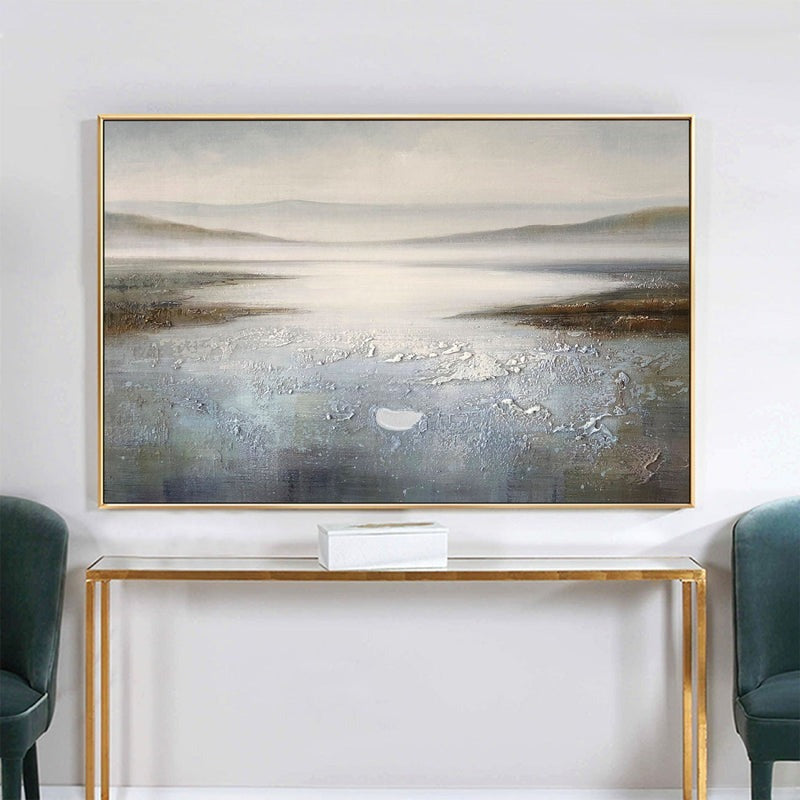 Misty Lake Landscape Painting Horizontal