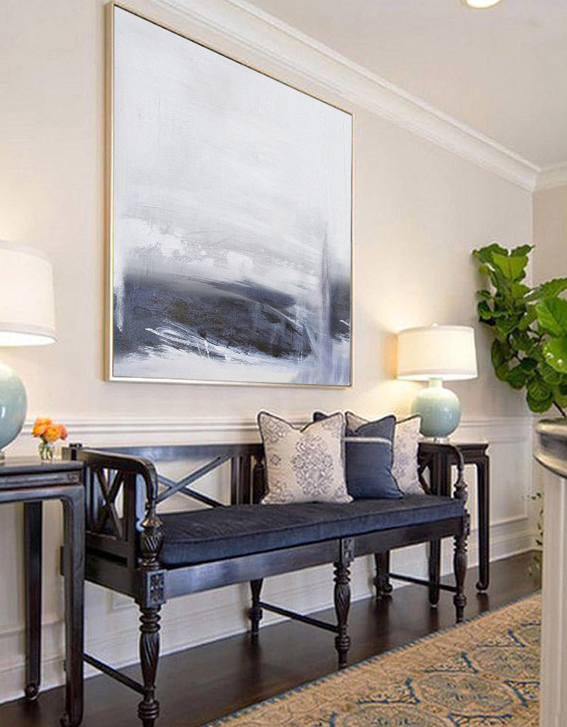 Minimalist Gray Abstract Oil Painting