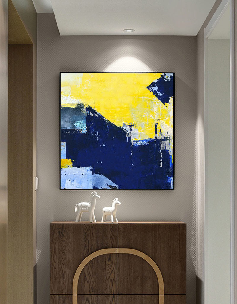 Blue Yellow Abstract Painting