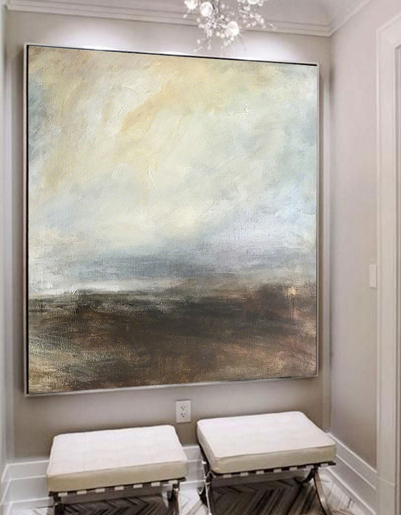Minimalist Earth Tone Horizon Abstract Painting
