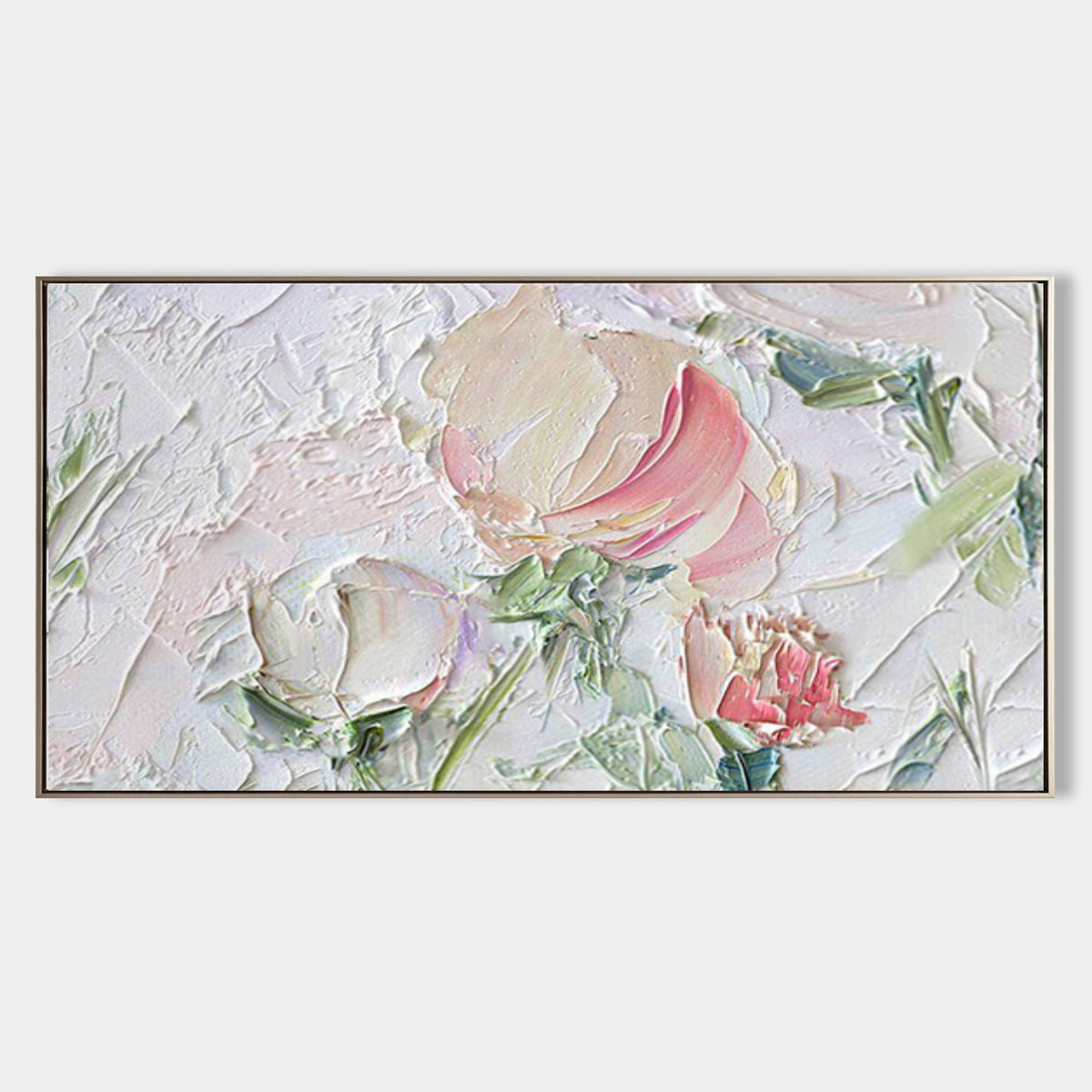 Soft Pink Roses Impasto Painting